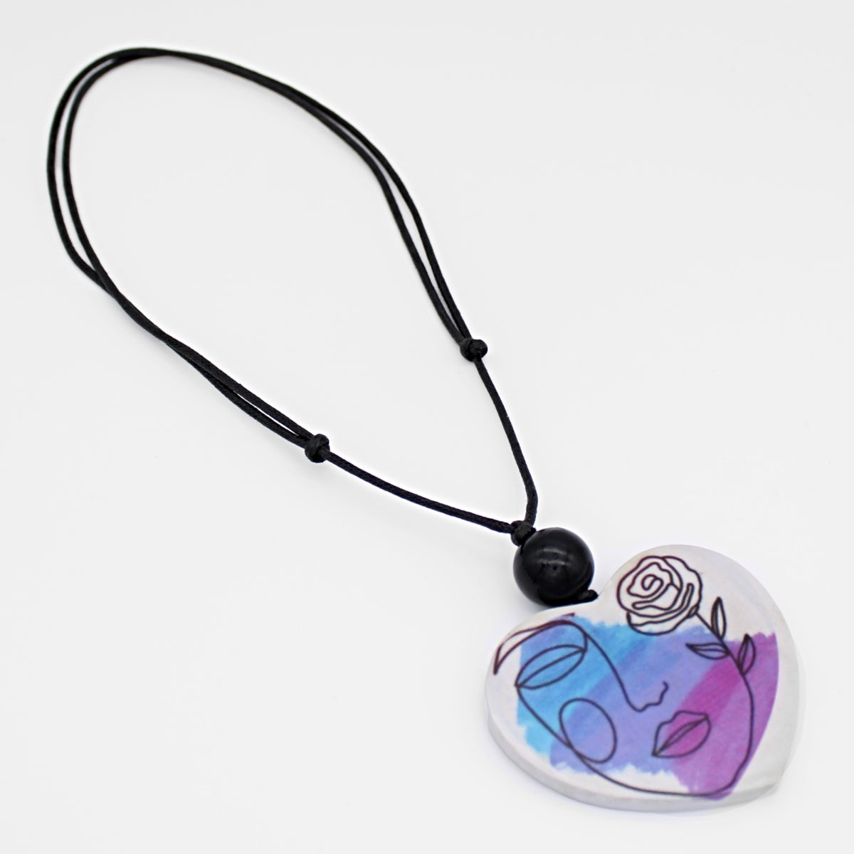 Abstract Face Heart Pendant Necklace-Sylca Designs