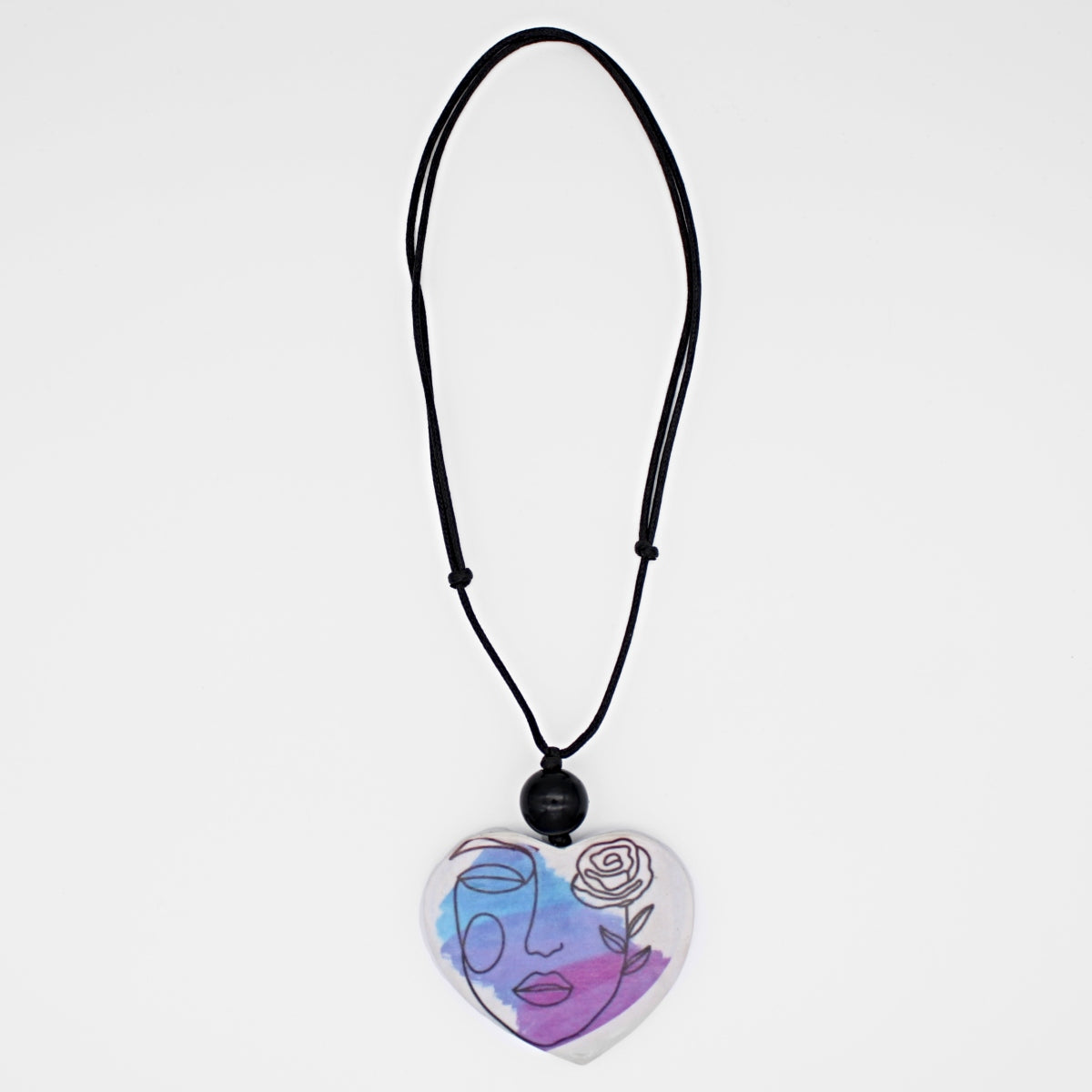 Abstract Face Heart Pendant Necklace-Sylca Designs