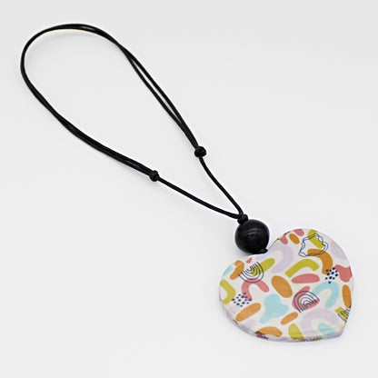 Multi Color Rainbow Heart Pendant Necklace