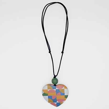 Multi Color Geometric Heart Pendant Necklace