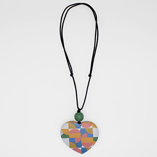 Multi Color Geometric Heart Pendant Necklace