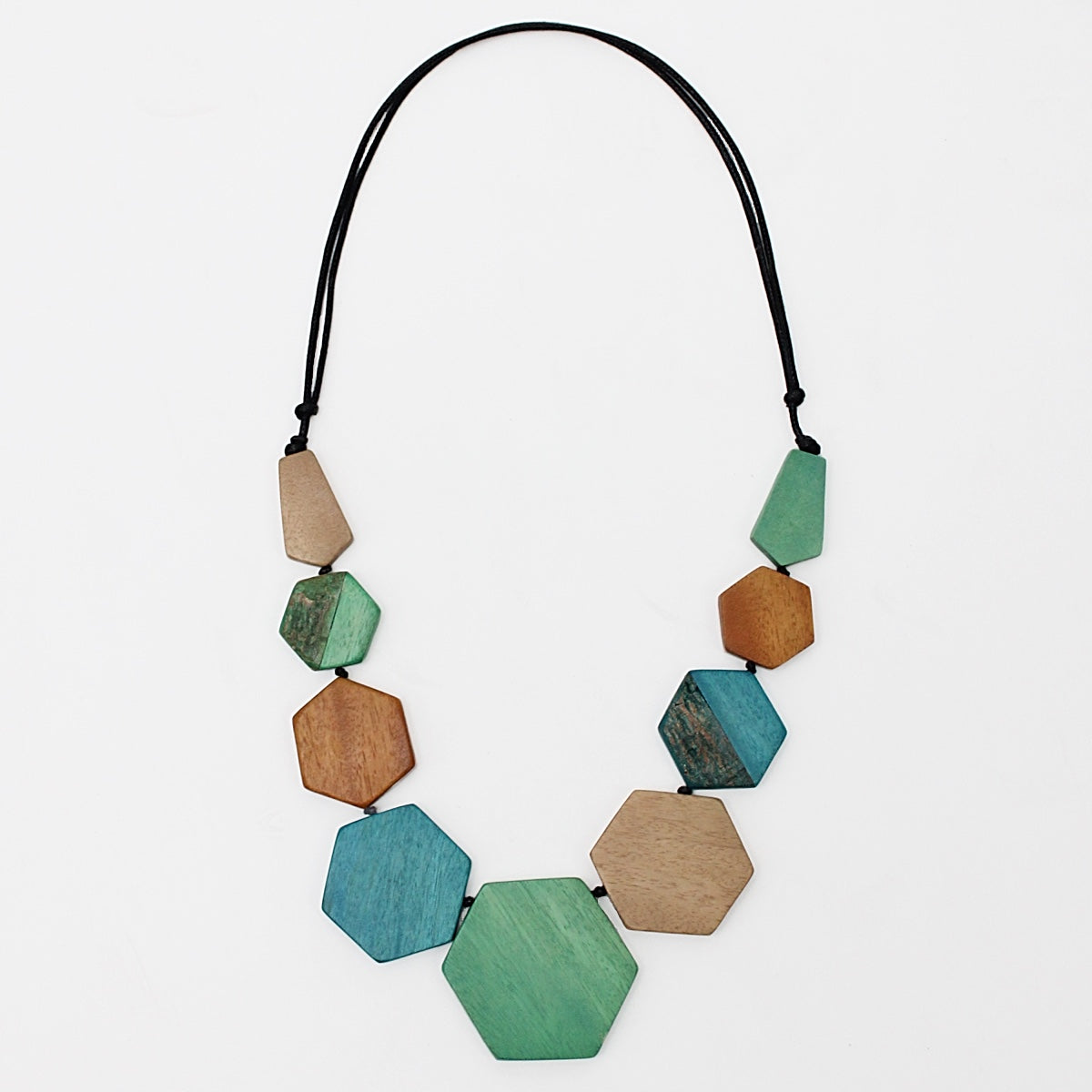 Aqua Hexagon Morgan Statement Necklace