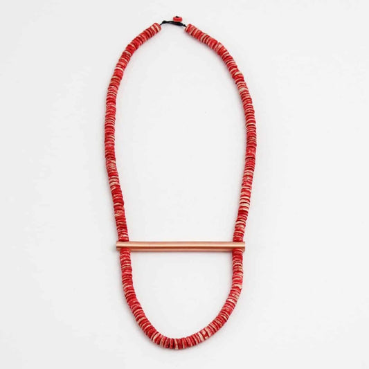 Red beaded statement necklace