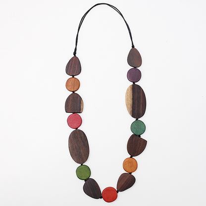 Wood Multi Color Noel Necklace