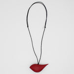 Red wooden bird necklace