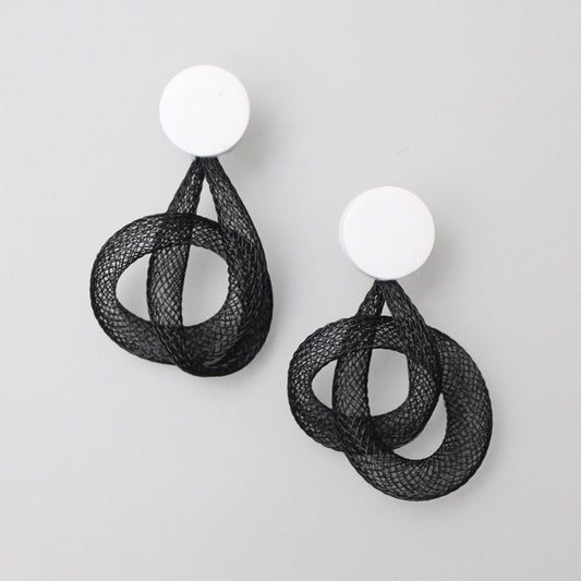 Black Mesh Abstract Earrings