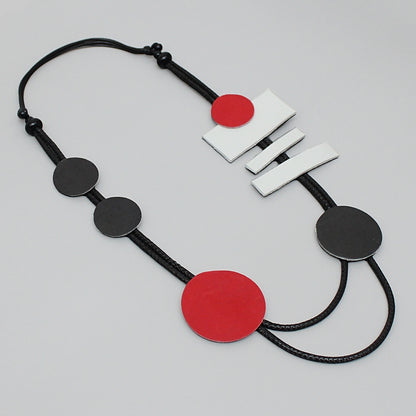 Red and Black Abstract Selma Necklace