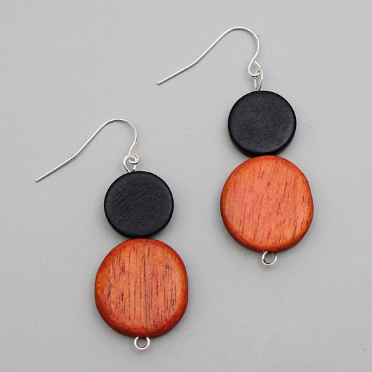 Black and Orange Double Bead Cina Earrings