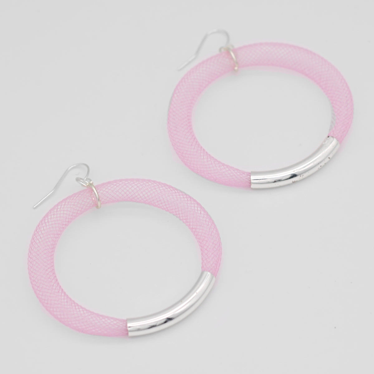 Light Pink Mesh Hoop Earring