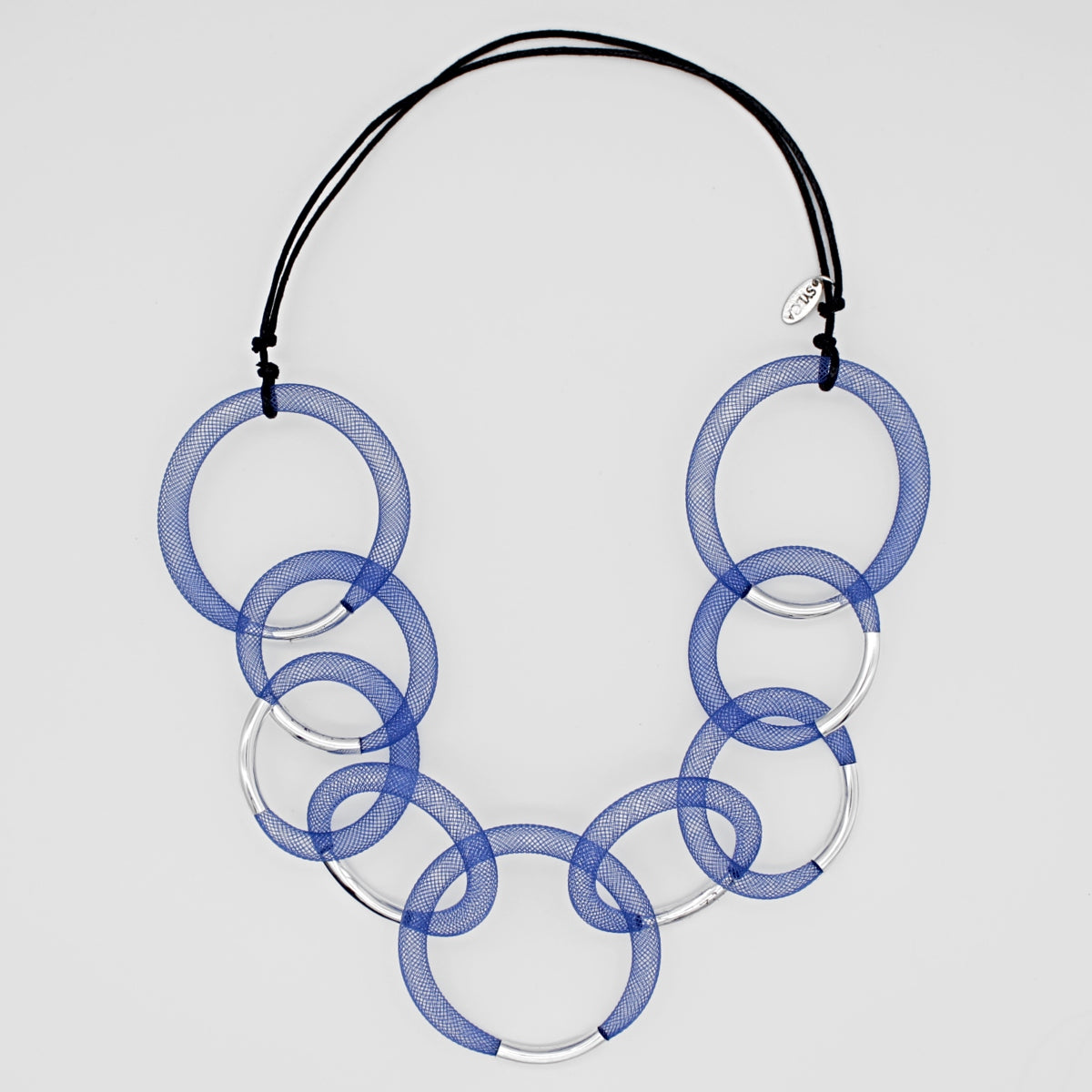 Blue and Silver Mesh Statement Necklace