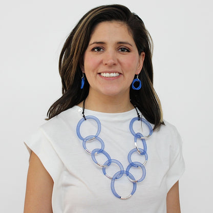 Blue and Silver Mesh Statement Necklace