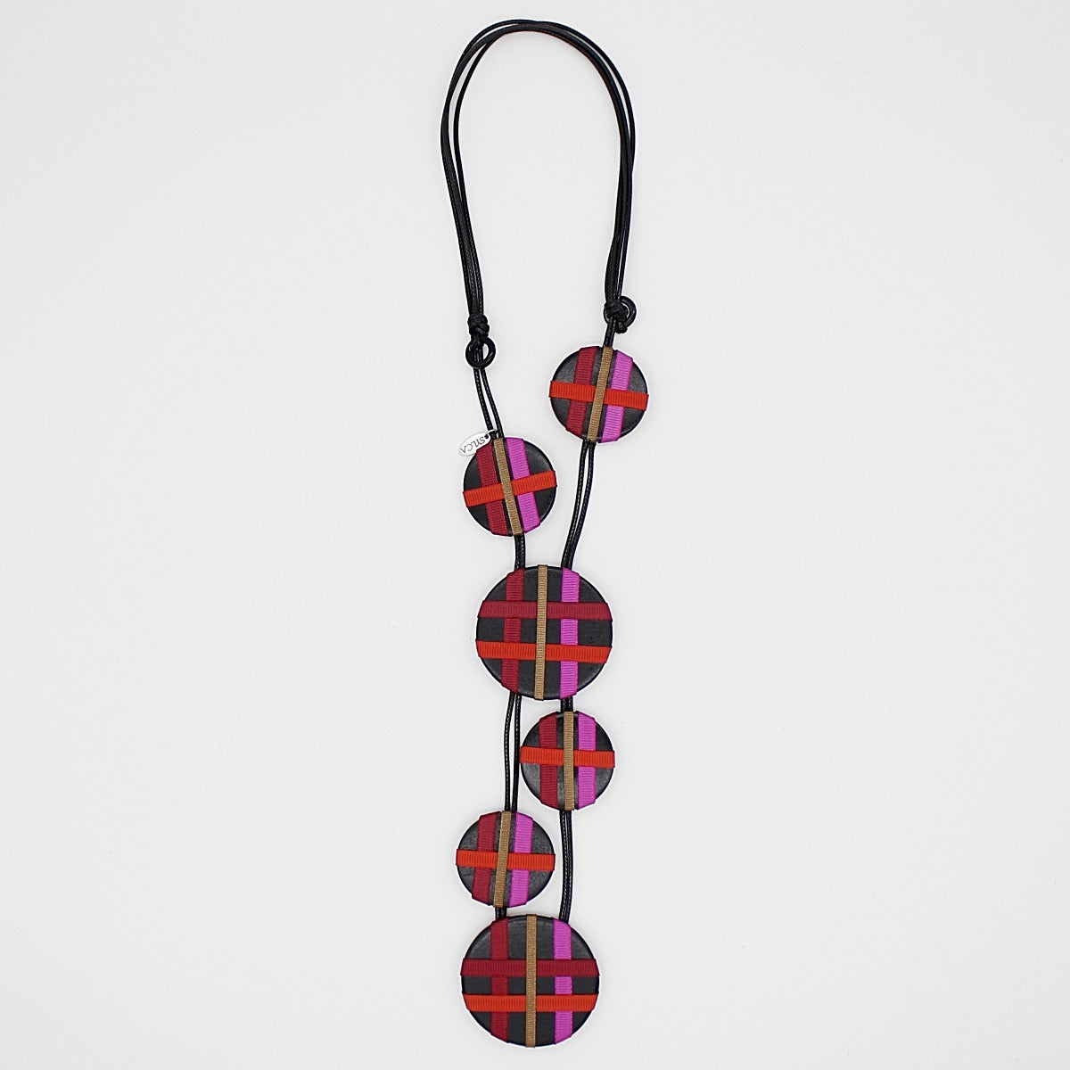 Fuchsia Circles of Ribbon Fiona Necklace