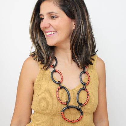 Sunset Orange Aubrey Link Necklace