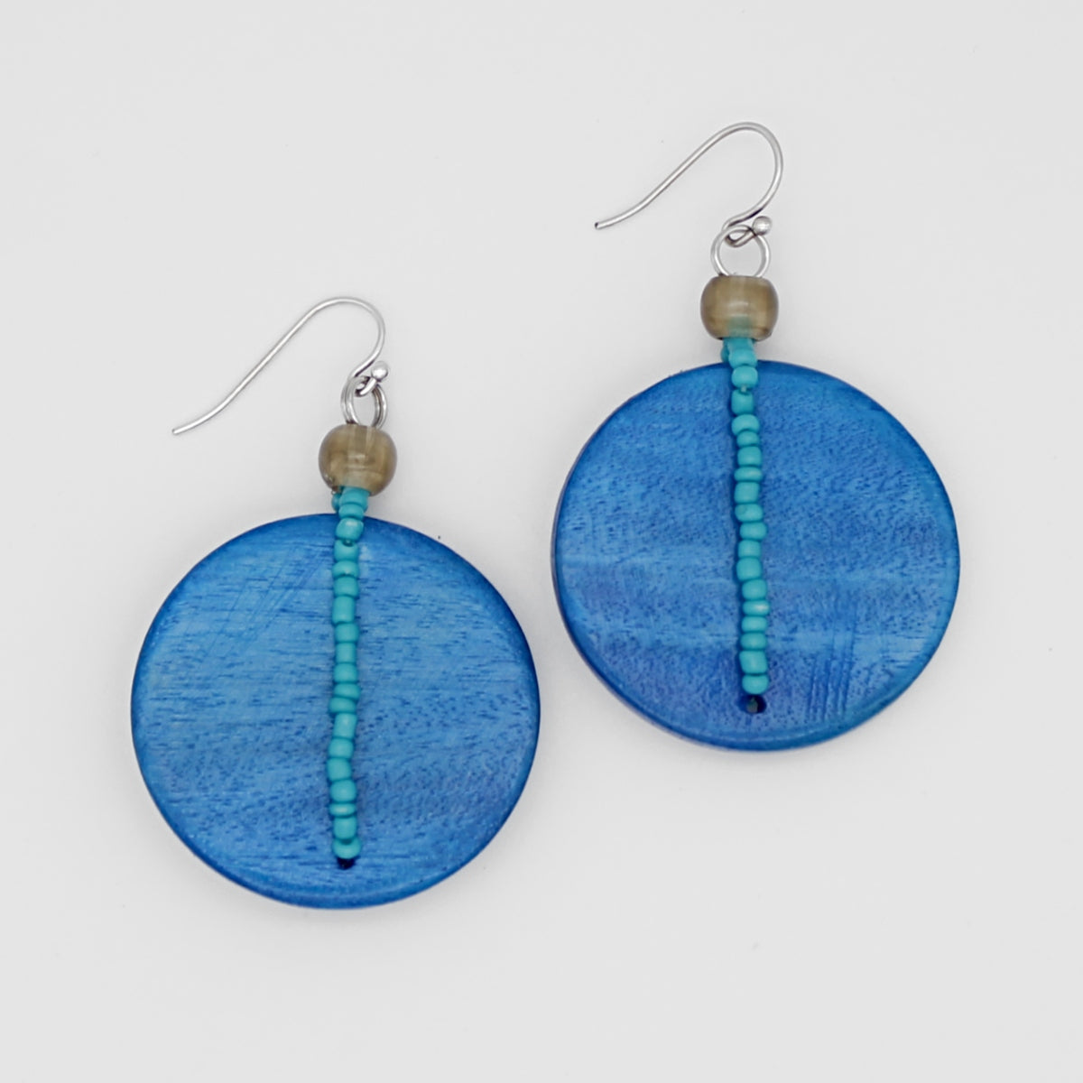 Round Blue Ginny Earrings