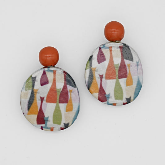 Abstract Decoupage Cat Earrings-Sylca Designs